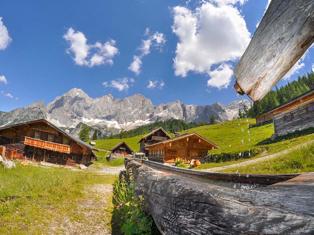 Neualm and the Hohe Dachstein in summer