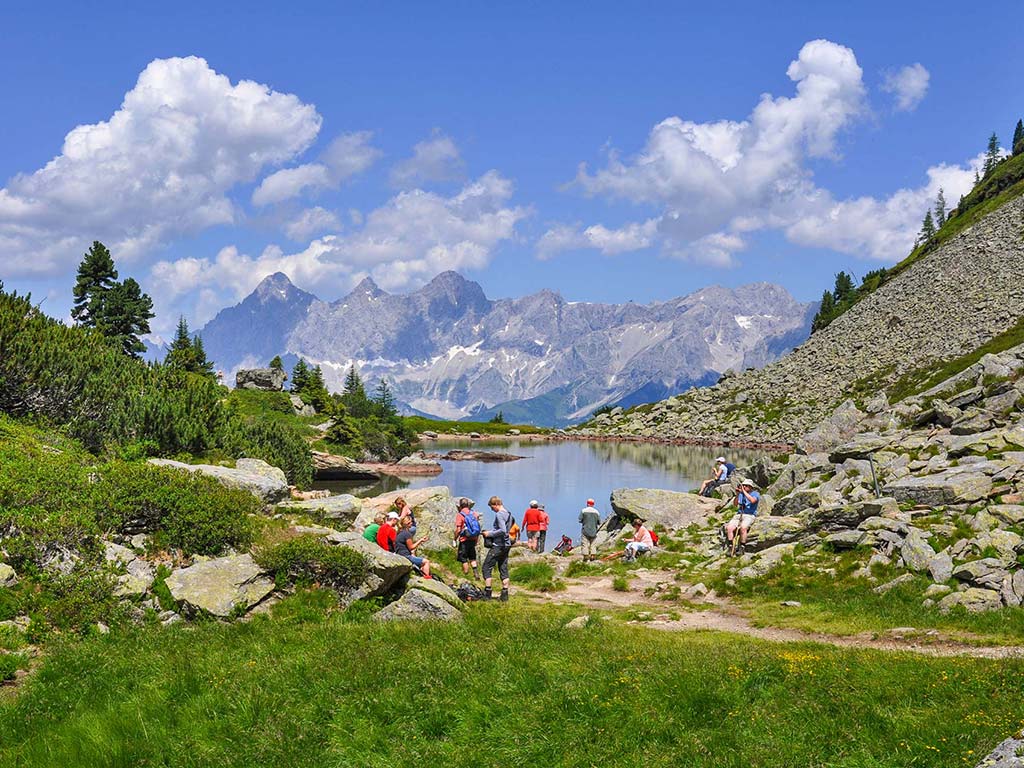 The famous Spiegelsee with the Hohe Dachstein in the background